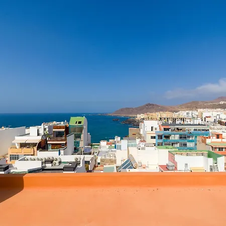 Casita Canaria Playa Beachfront Access & Lateral Ocean View With Terrace Apartamento *